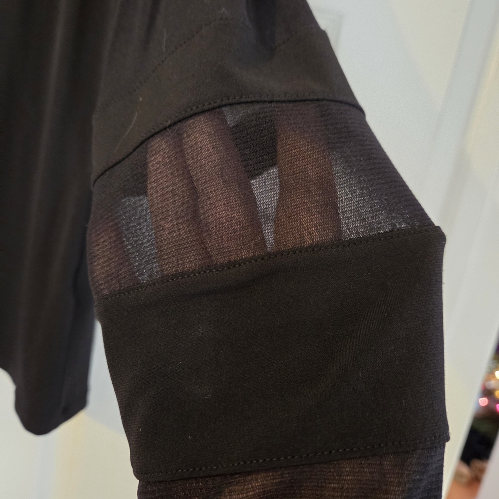INC International Concepts Sheer Sleeve Black Top - Picture 3 of 4